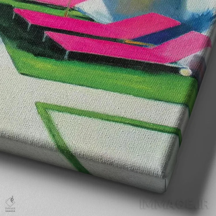 تابلو خورشید کالیفرنیا اثر ایوا باکلانه - نمای نزدیک بافت بوم