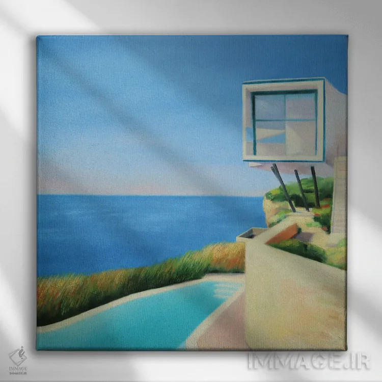 تابلو خانه کنار ساحل اثر ایوا باکلانه - نمای روبهرو روی دیوار