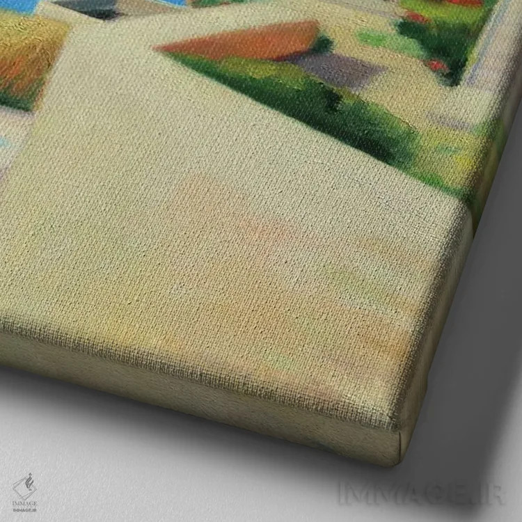 تابلو خانه کنار ساحل اثر ایوا باکلانه - نمای نزدیک بافت بوم