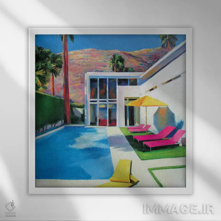 تابلو خورشید کالیفرنیا اثر ایوا باکلانه - نمای قابدار سفید