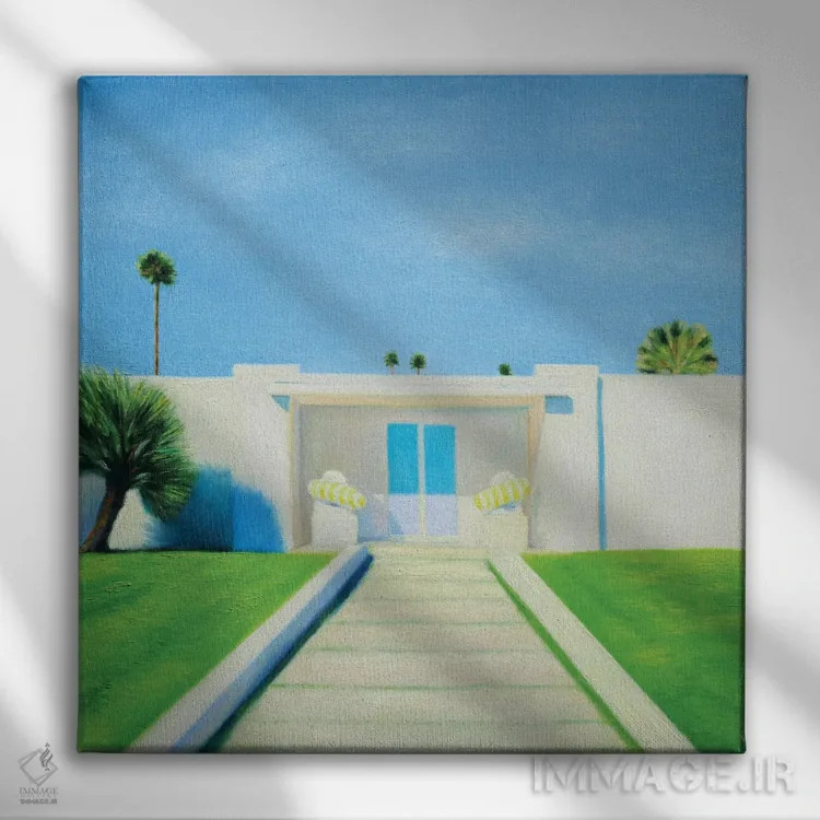 تابلو درب آبی روشن اثر ایوا باکلانه - نمای روبهرو روی دیوار