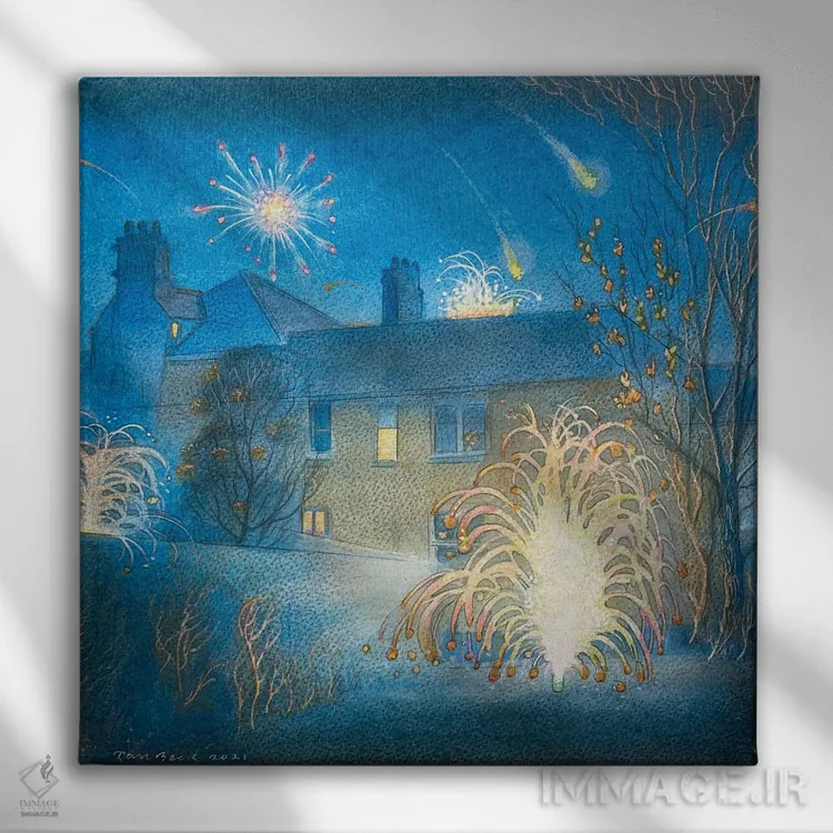 تابلو آتشبازی اثر ایان بک - نمای روبهرو روی دیوار