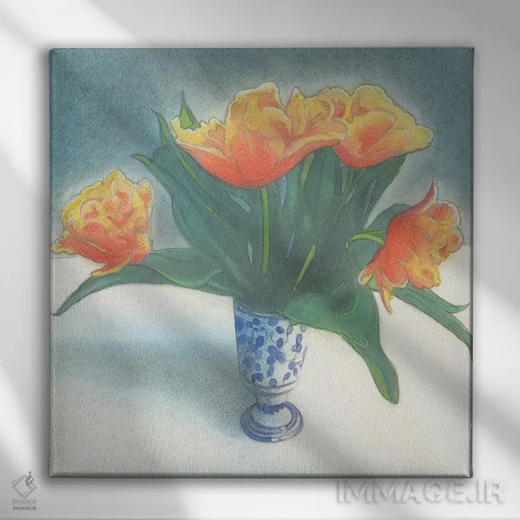 تابلو لالههای دوتایی اثر ایان بک - نمای روبهرو روی دیوار