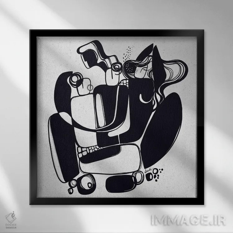 تابلو امپتره (واژه فرانسوی: درگیر) اثر ایشیتا بانرجی - نمای قابدار مشکی