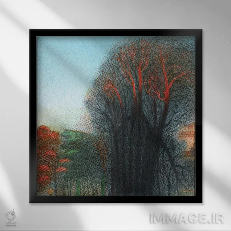 تابلو بعدازظهر پاییزی پارک عمارت چیزویک اثر ایان بک - نمای قابدار مشکی