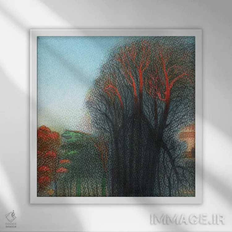 تابلو بعدازظهر پاییزی پارک عمارت چیزویک اثر ایان بک - نمای قابدار سفید