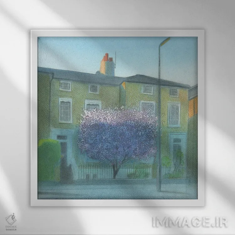 تابلو شکوفهها در سربیتون (شهر انگلستان) اثر ایان بک - نمای قابدار سفید