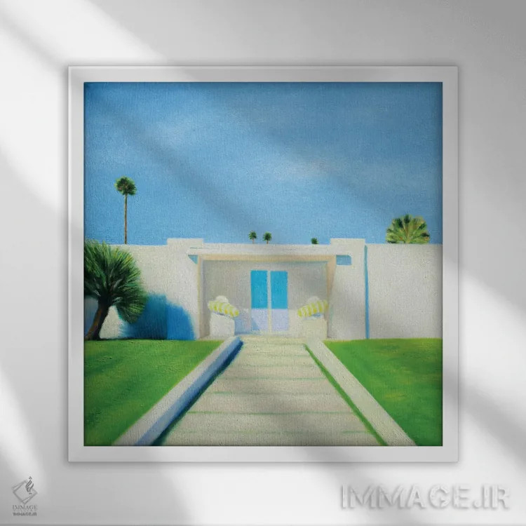 تابلو درب آبی روشن اثر ایوا باکلانه - نمای قابدار سفید