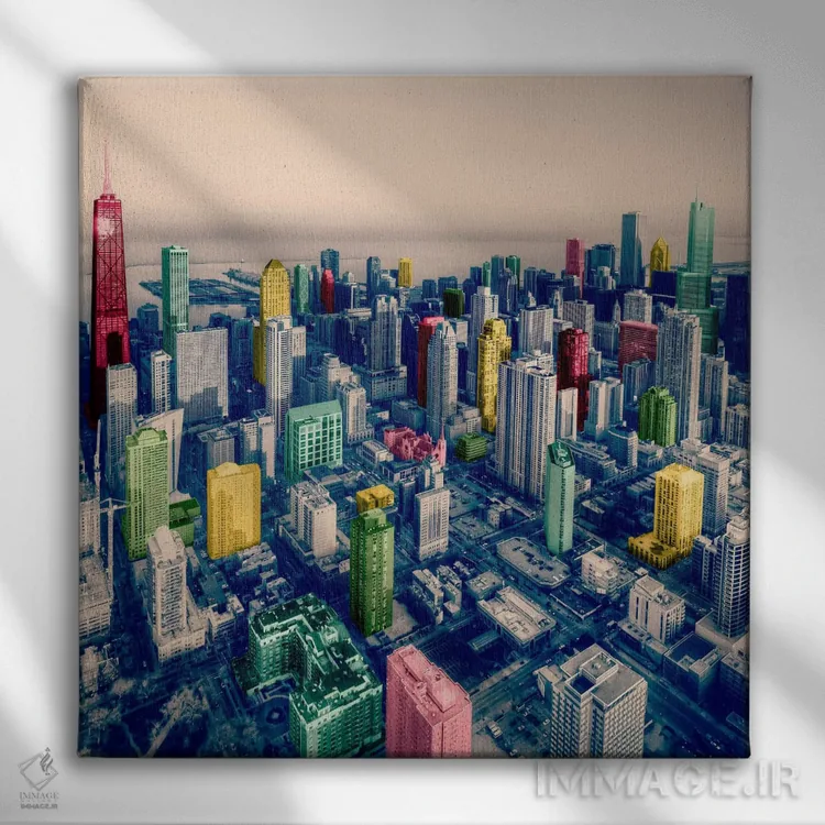 تابلو پاپ شهری شیکاگو ۲ اثر فایو بای فایو کالکتیو - نمای روبهرو روی دیوار