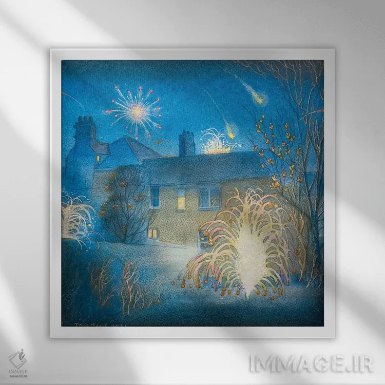 تابلو آتشبازی اثر ایان بک - نمای قابدار سفید
