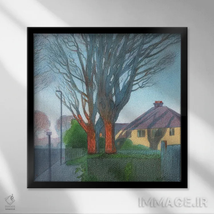 تابلو درختان زمستانی آیلزوورث ۲ اثر ایان بک - نمای قابدار مشکی