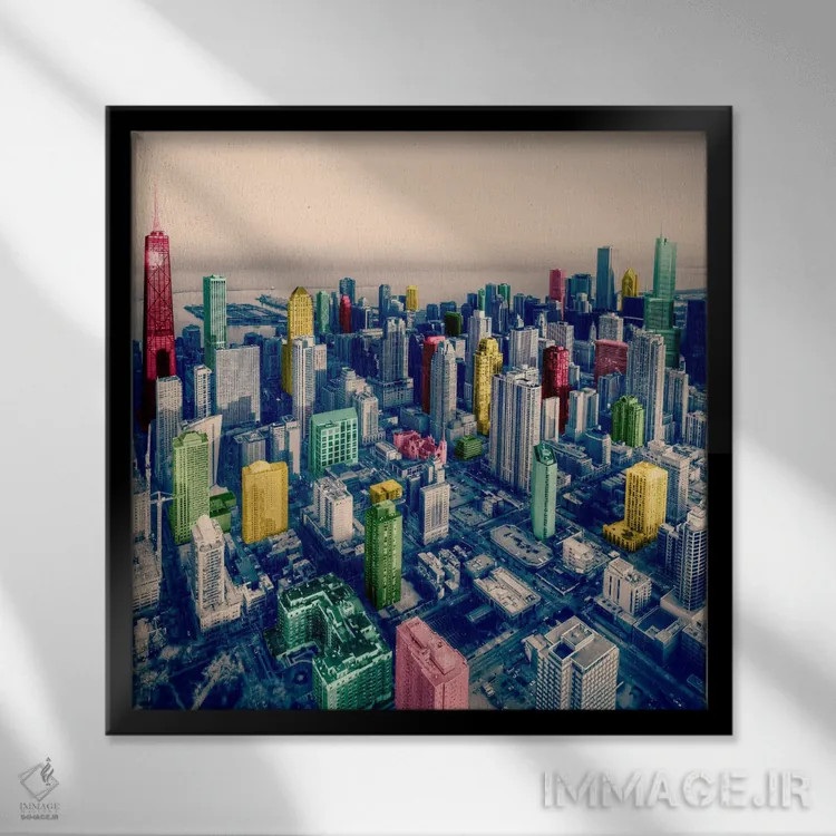 تابلو پاپ شهری شیکاگو ۲ اثر فایو بای فایو کالکتیو - نمای قابدار مشکی