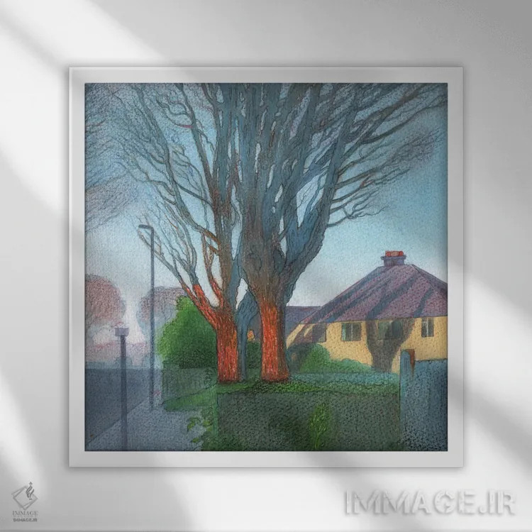 تابلو درختان زمستانی آیلزوورث ۲ اثر ایان بک - نمای قابدار سفید