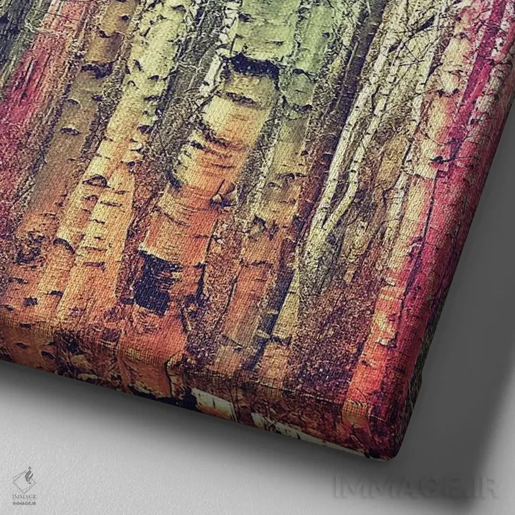 تابلو جنگل رنگی ۳ اثر فایو بای فایو کالکتیو - نمای نزدیک بافت بوم