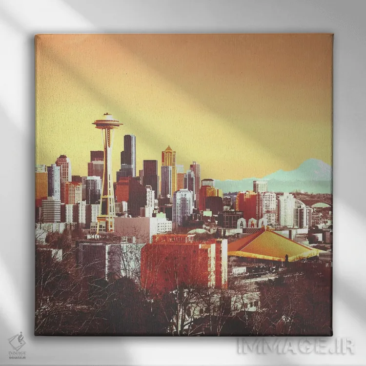 تابلو سیاتل رنگی (آمریکا) اثر فایو بای فایو کالکتیو - نمای روبهرو روی دیوار