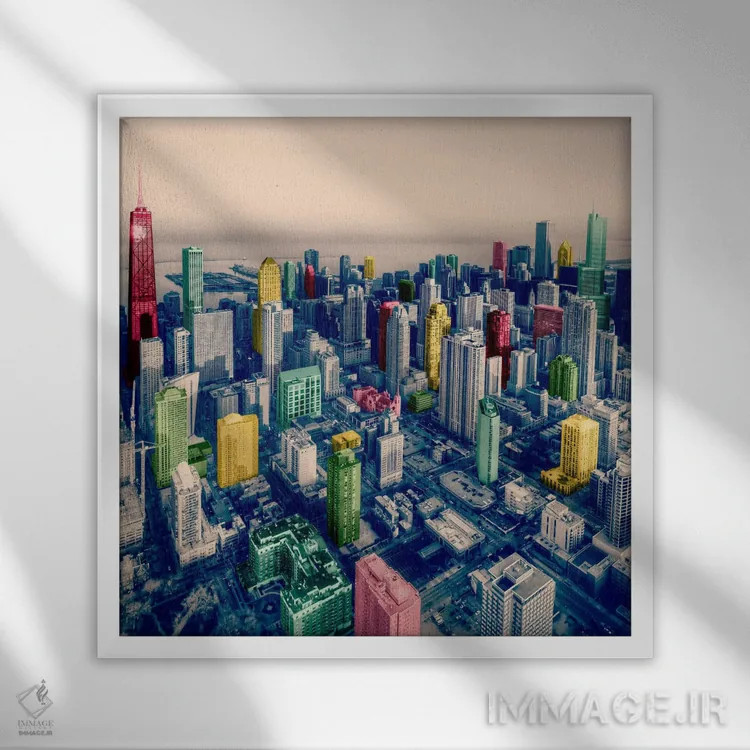 تابلو پاپ شهری شیکاگو ۲ اثر فایو بای فایو کالکتیو - نمای قابدار سفید