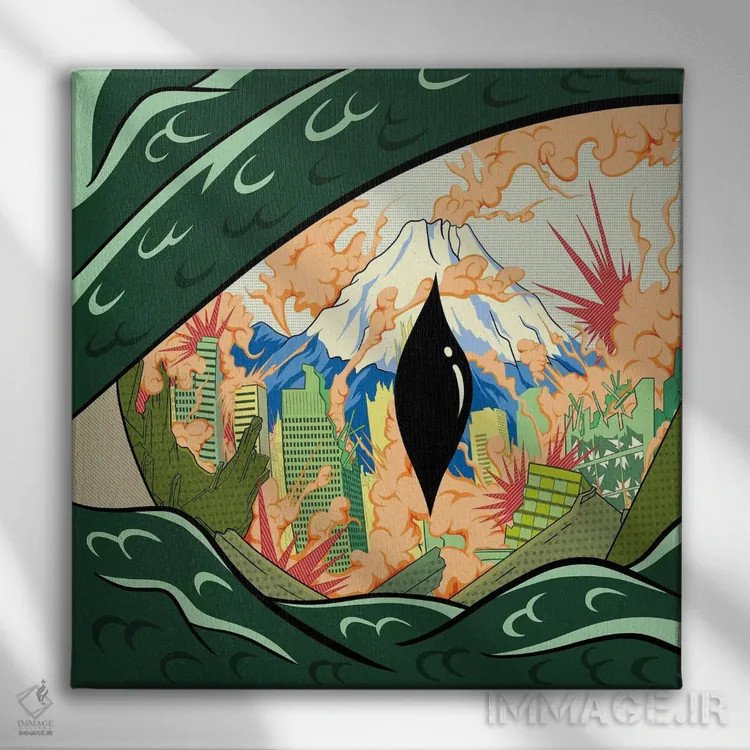 تابلو چشم هیولا اثر فایو بای فایو کالکتیو - نمای روبهرو روی دیوار