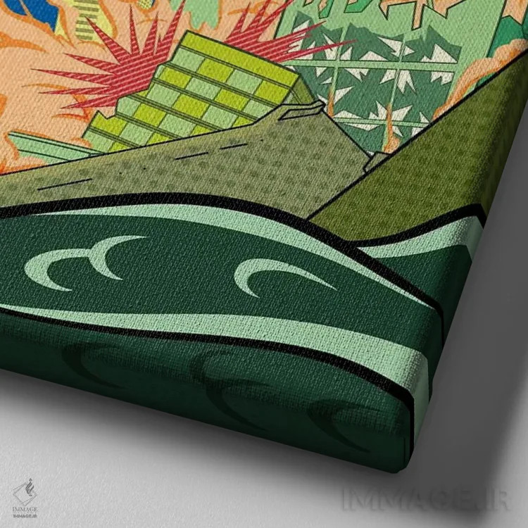 تابلو چشم هیولا اثر فایو بای فایو کالکتیو - نمای نزدیک بافت بوم