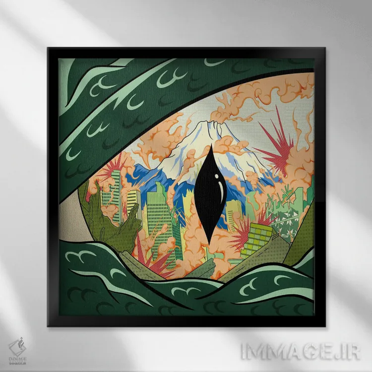 تابلو چشم هیولا اثر فایو بای فایو کالکتیو - نمای قابدار مشکی