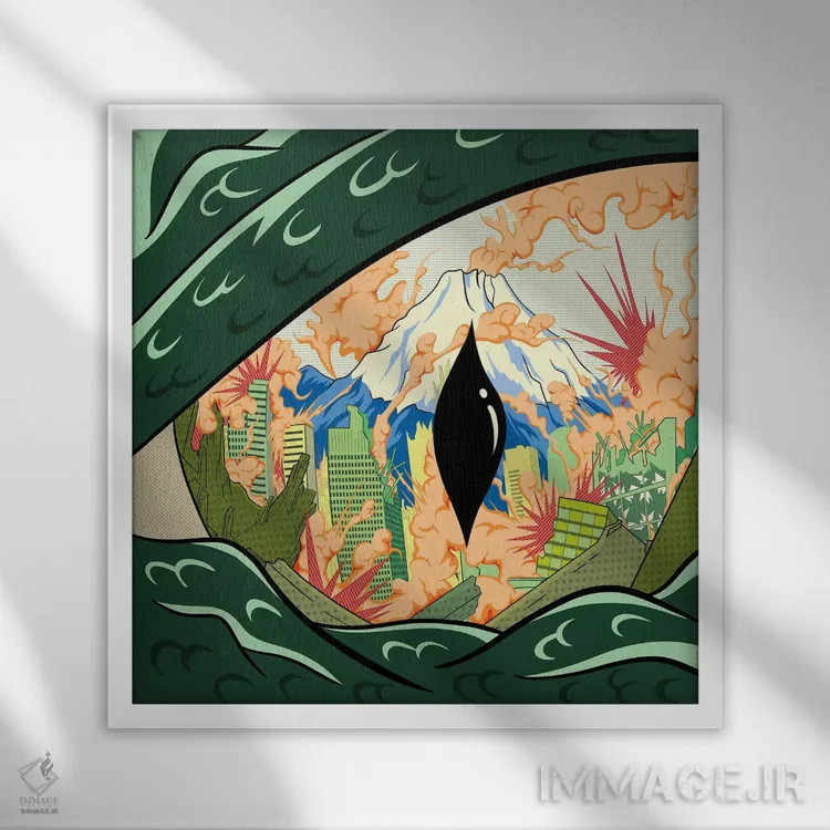 تابلو چشم هیولا اثر فایو بای فایو کالکتیو - نمای قابدار سفید