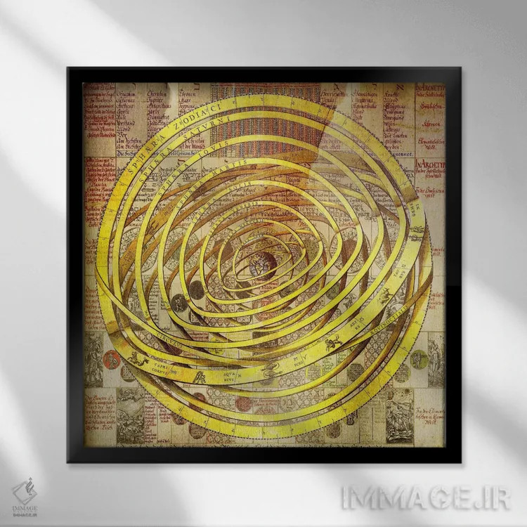 تابلو منطقهالبروج سفارا (صورت فلکی/طالعبینی) اثر فایو بای فایو کالکتیو - نمای قابدار مشکی