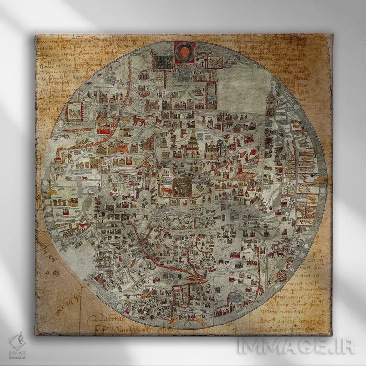 تابلو نقشه عتیقه شماره ۶ اثر فایو بای فایو کالکتیو - نمای روبهرو روی دیوار