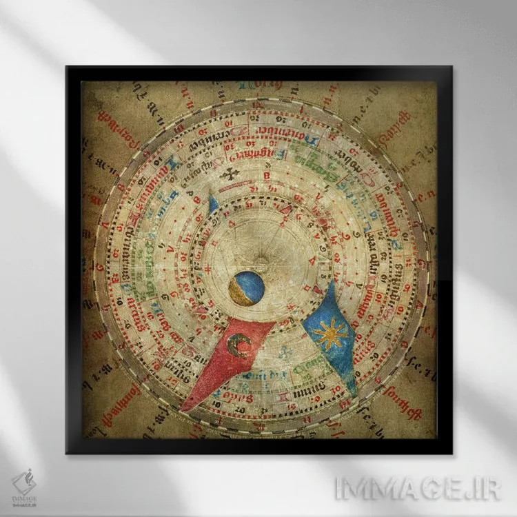 تابلو قطبنمای کیمیاگری اثر فایو بای فایو کالکتیو - نمای قابدار مشکی