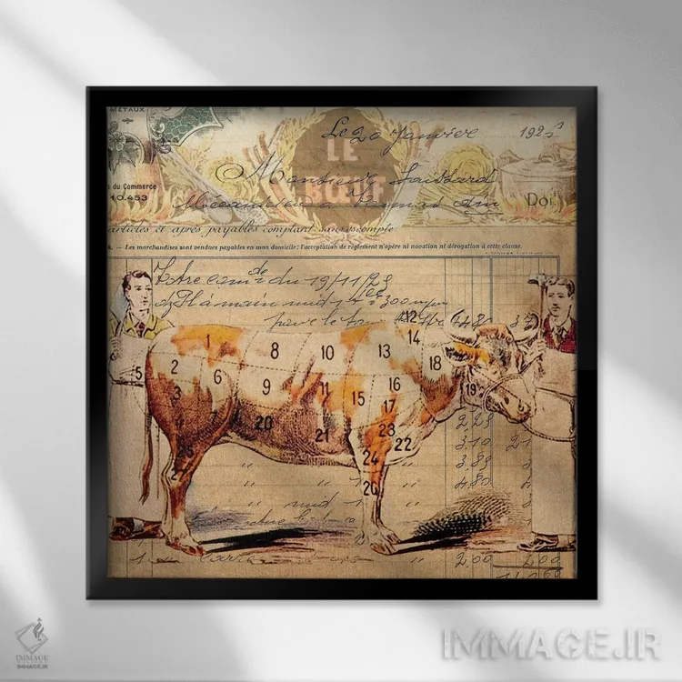 تابلو گاوی ۲ (فرانسوی) اثر فایو بای فایو کالکتیو - نمای قابدار مشکی