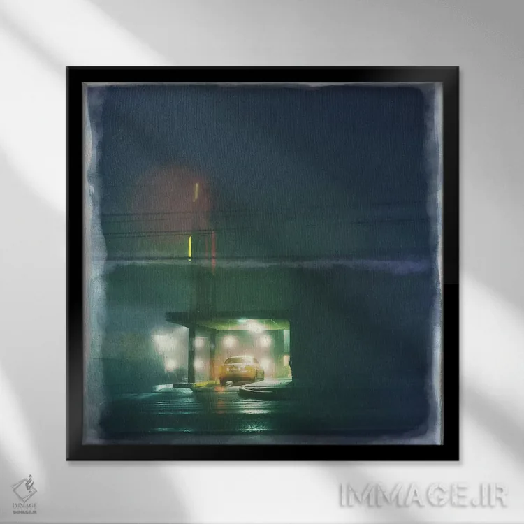 تابلو ایست شبانه دیرهنگام اثر فایو بای فایو کالکتیو - نمای قابدار مشکی