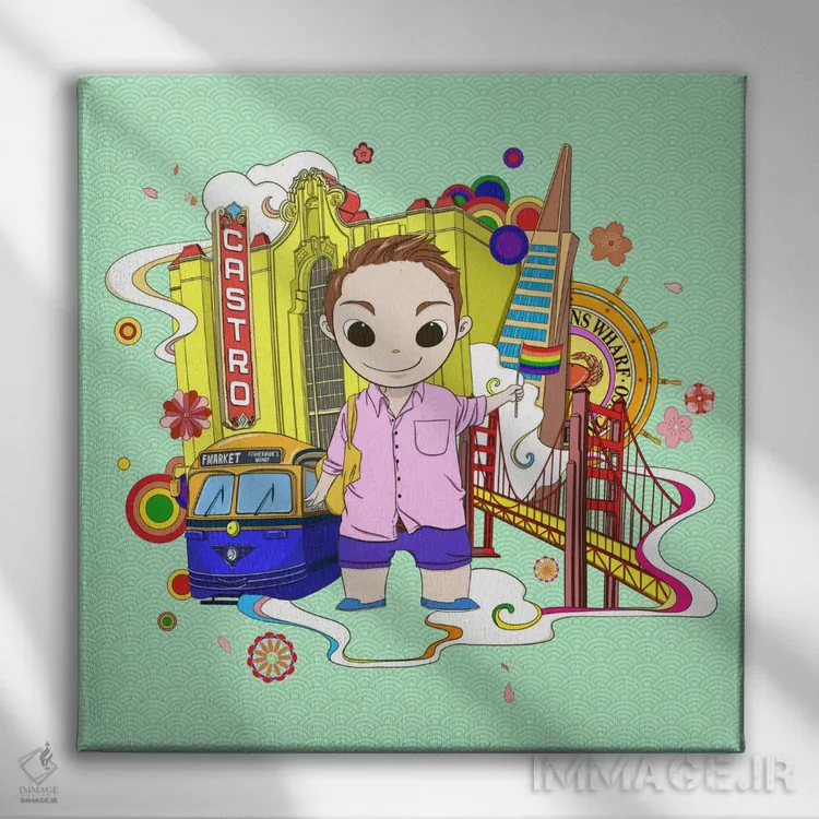 تابلو کاسترو نئونی اثر فایو بای فایو کالکتیو - نمای روبهرو روی دیوار