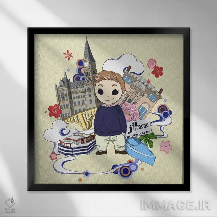 تابلو جورجتاون (محله یا شهر) اثر فایو بای فایو کالکتیو - نمای قابدار مشکی