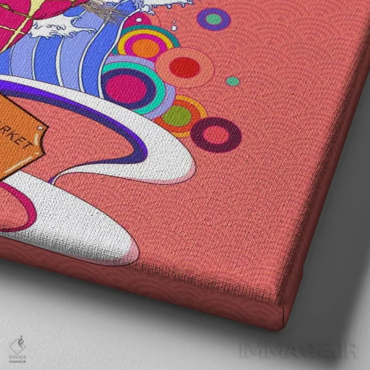 تابلو نیواورلئان با رنگهای نئونی اثر فایو بای فایو کالکتیو - نمای نزدیک بافت بوم