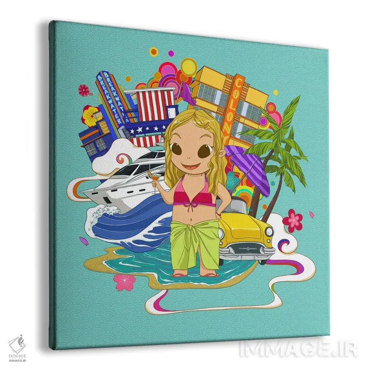 تابلو سوث بیچ با رنگ نئونی اثر فایو بای فایو کالکتیو - نمای پرسپکتیو محصول