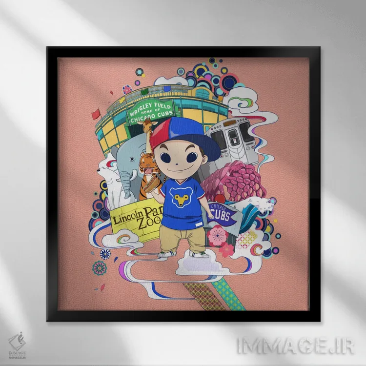 تابلو لیکویو نئونی اثر فایو بای فایو کالکتیو - نمای قابدار مشکی