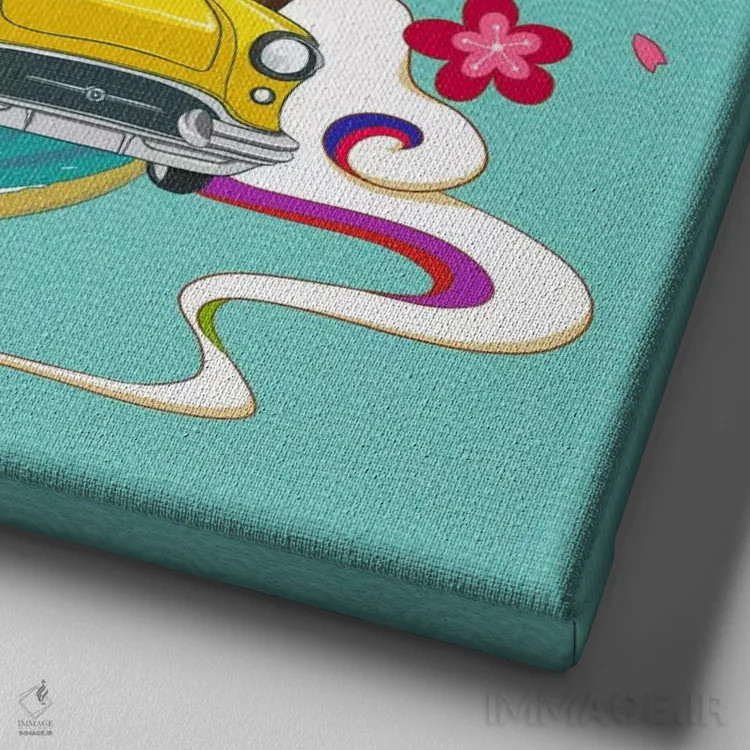 تابلو سوث بیچ با رنگ نئونی اثر فایو بای فایو کالکتیو - نمای نزدیک بافت بوم