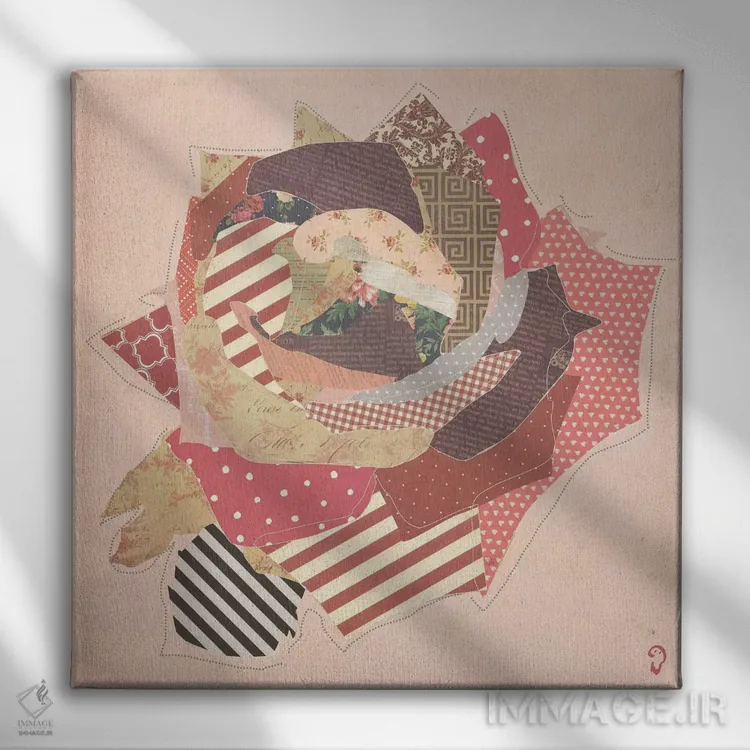 تابلو گل روی صورتی اثر ایمناتاکروک (هنرمند دیجیتال) - نمای روبهرو روی دیوار