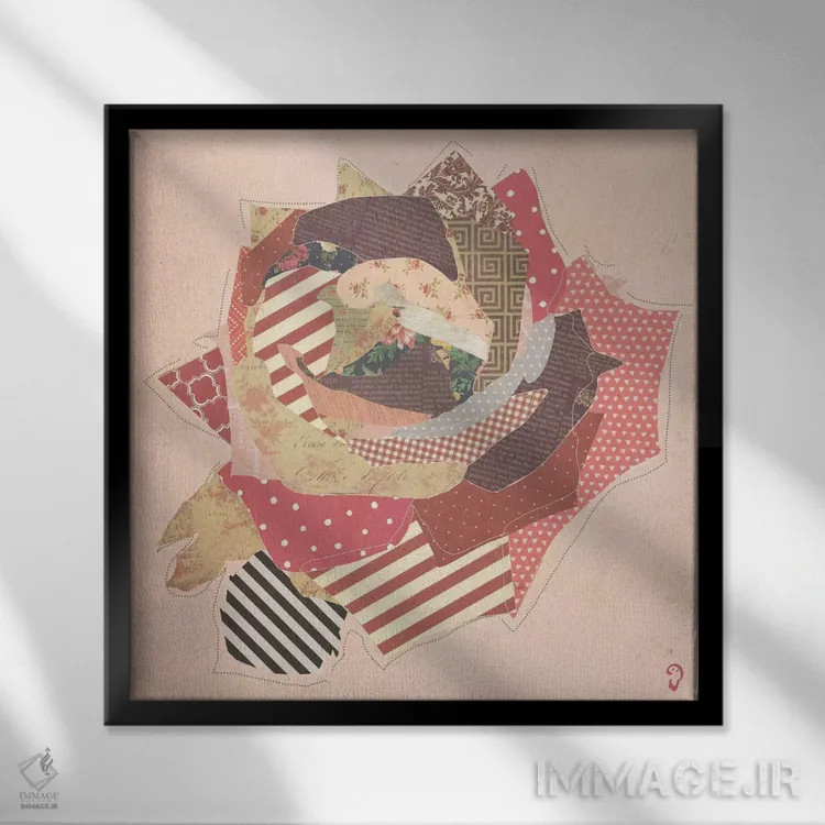 تابلو گل روی صورتی اثر ایمناتاکروک (هنرمند دیجیتال) - نمای قابدار مشکی