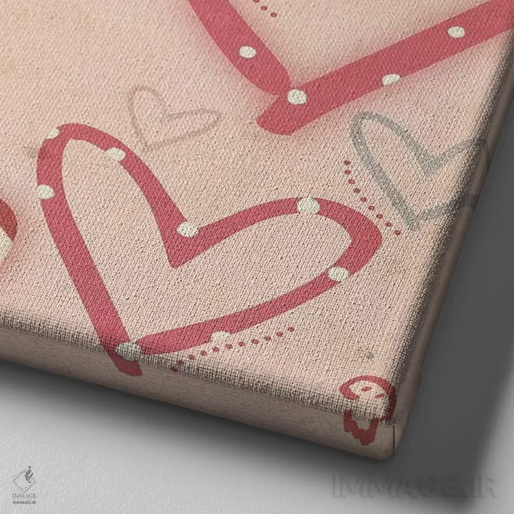 تابلو لوفوک روی صورتی (کلمه فرانسوی loufoque به معنی عجیب و غریب) اثر ایمناتاکروک (هنرمند دیجیتال) - نمای نزدیک بافت بوم