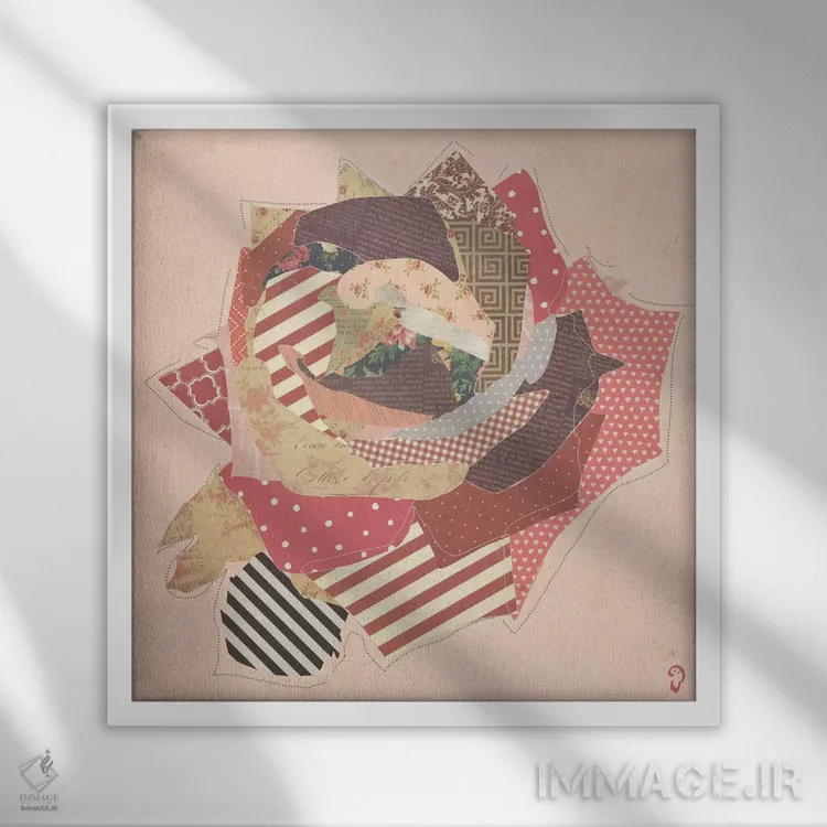 تابلو گل روی صورتی اثر ایمناتاکروک (هنرمند دیجیتال) - نمای قابدار سفید