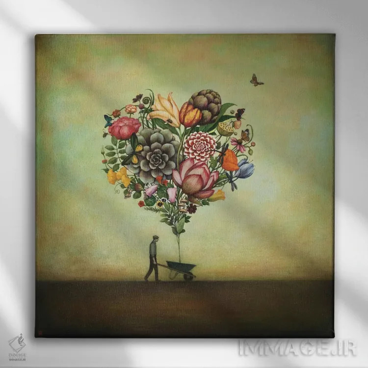 تابلو گیاهشناسی با قلب بزرگ اثر دوی هوین - نمای روبهرو روی دیوار