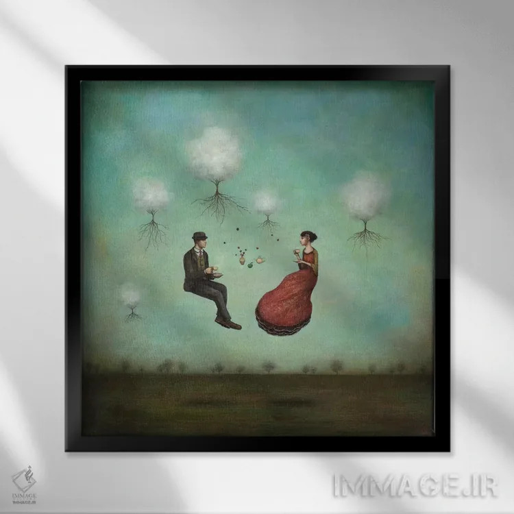 تابلو چای گرانشی برای دو نفر (بازی کلمات Tea و Gravity) اثر دوی هوین - نمای قابدار مشکی