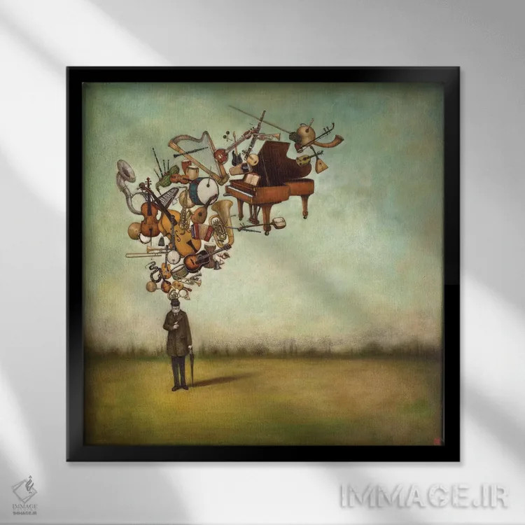 تابلو ممنون بابت ملودیها اثر دوی هوین - نمای قابدار مشکی