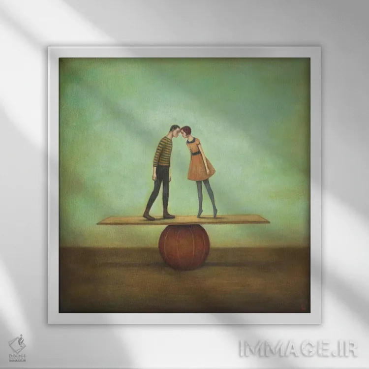 تابلو یافتن تعادل اثر دوی هوین - نمای قابدار سفید