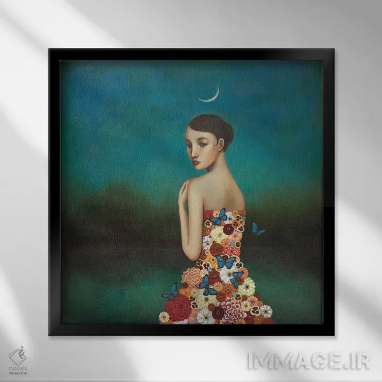 تابلو طبیعت منعکسکننده اثر دوی هوین - نمای قابدار مشکی