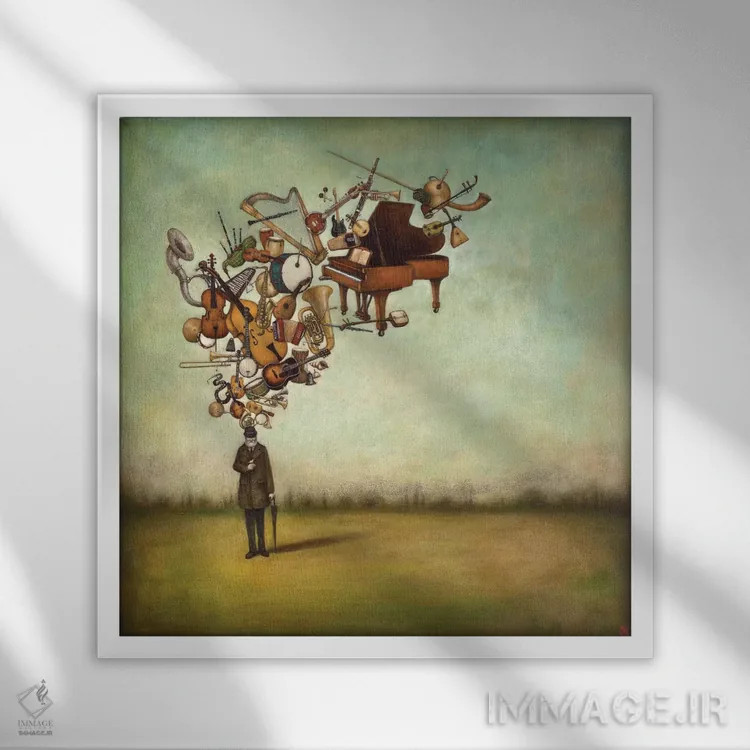 تابلو ممنون بابت ملودیها اثر دوی هوین - نمای قابدار سفید