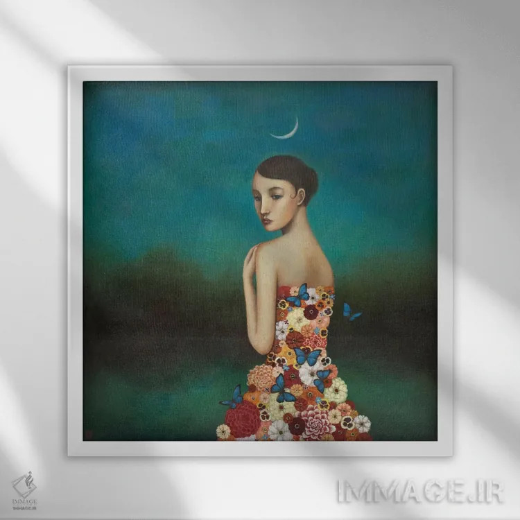 تابلو طبیعت منعکسکننده اثر دوی هوین - نمای قابدار سفید