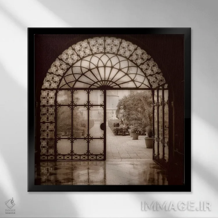 تابلو حیاط داخلی در ونیز اثر آلن بلاوشتاین - نمای قابدار مشکی