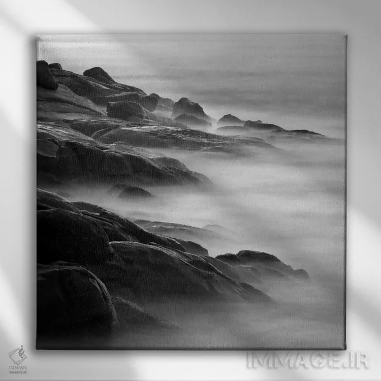 تابلو سنگها در مه شماره ۱ اثر فوتوآیانسی استودیو (استودیو عکاسی) - نمای روبهرو روی دیوار
