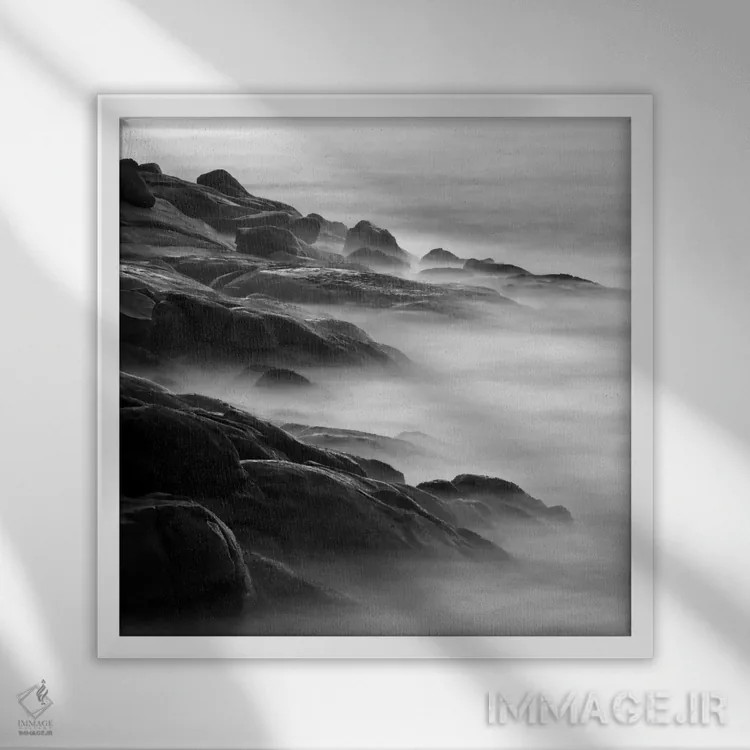 تابلو سنگها در مه شماره ۱ اثر فوتوآیانسی استودیو (استودیو عکاسی) - نمای قابدار سفید