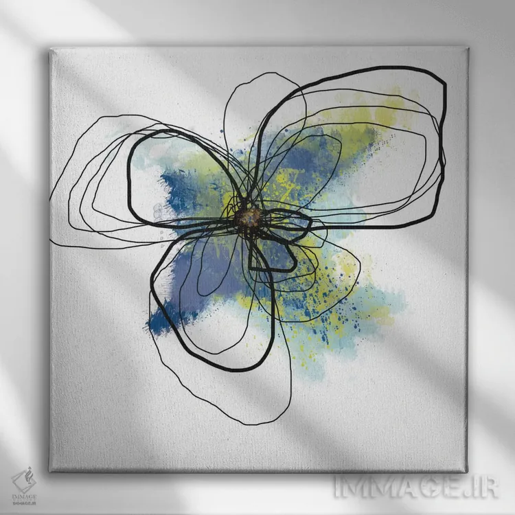 تابلو گلبرگهای لاجوردی ۲ اثر یان وایس - نمای روبهرو روی دیوار